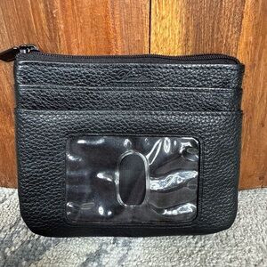Buxton Women's Black Pebble Vegan Leather Large ID Insert Coin Case Wallet